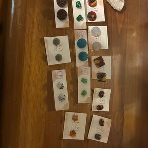 12 pairs of random earrings. All for $10! Handmade.